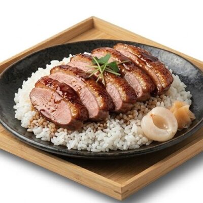 Canard laqué avec son riz